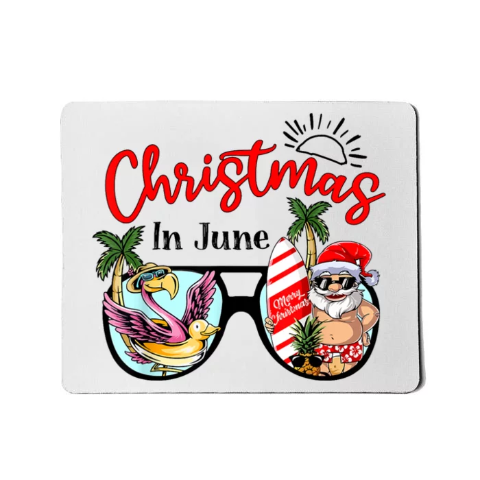 Christmas In June Sunglasses Santa Flamingo Summer Vacation Mousepad