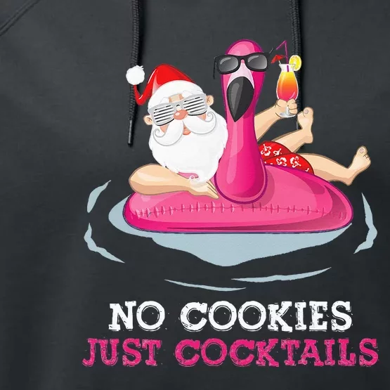 christmas in july no cookies just cocktails santa surfer Performance Fleece Hoodie