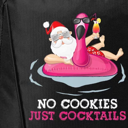 christmas in july no cookies just cocktails santa surfer City Backpack