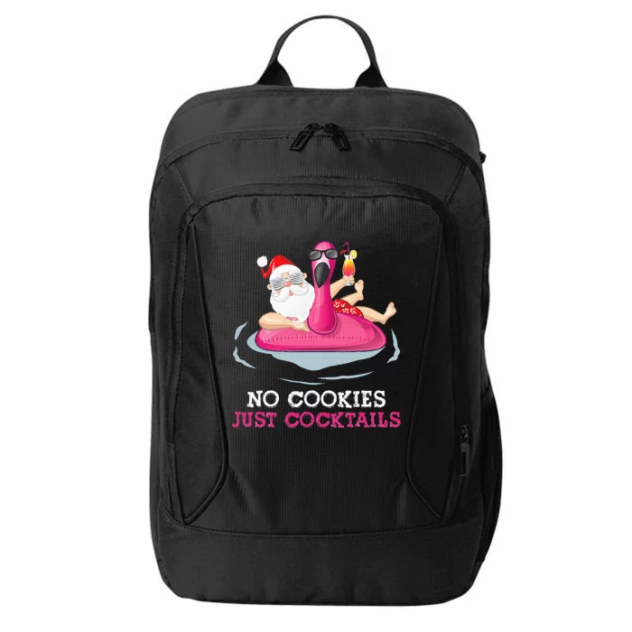 christmas in july no cookies just cocktails santa surfer City Backpack