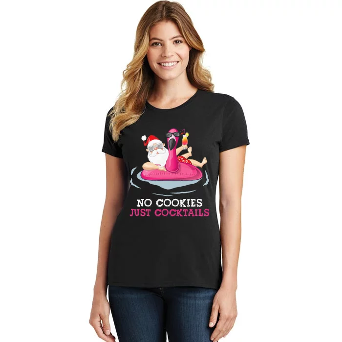 christmas in july no cookies just cocktails santa surfer Women's T-Shirt