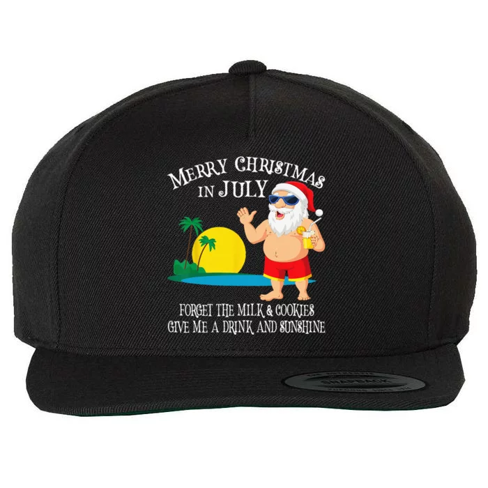 Christmas In July Pool Party Santa Vacation Gift Wool Snapback Cap