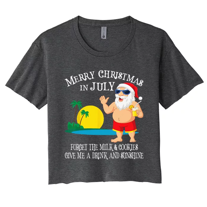 Christmas In July Pool Party Santa Vacation Gift Women's Crop Top Tee