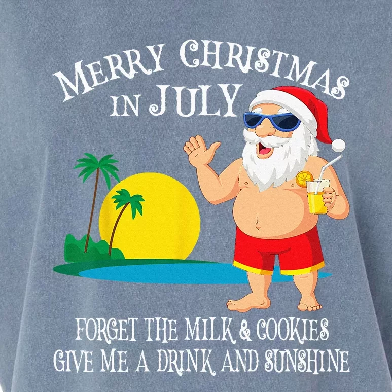 Christmas In July Pool Party Santa Vacation Gift Garment-Dyed Women's Muscle Tee