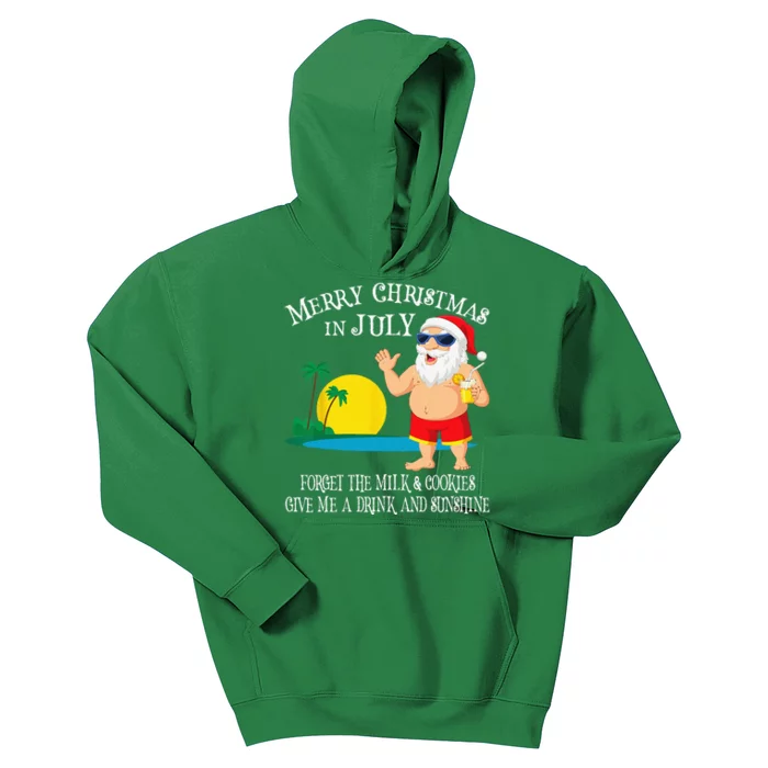 Christmas In July Pool Party Santa Vacation Gift Kids Hoodie