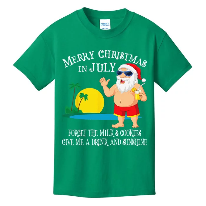 Christmas In July Pool Party Santa Vacation Gift Kids T-Shirt