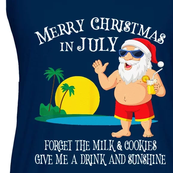 Christmas In July Pool Party Santa Vacation Gift Ladies Essential Flowy Tank