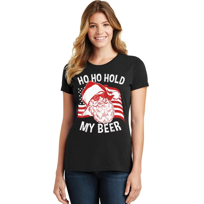 Christmas In July Santa Ho Ho Hold My Beer Drink Lover Women's T-Shirt