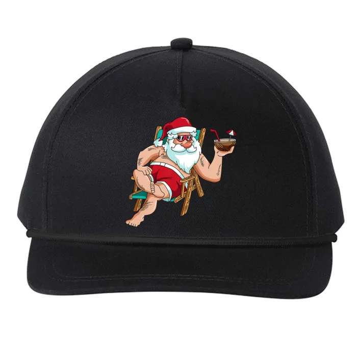 Christmas In July Santa On Beach Independence Day Summer Snapback Five-Panel Rope Hat