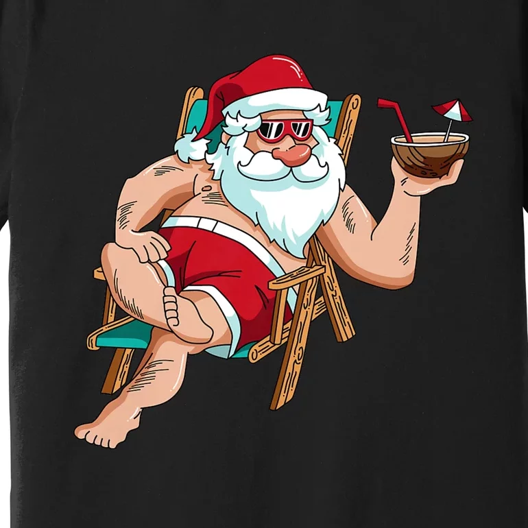 Christmas In July Santa On Beach Independence Day Summer Premium T-Shirt