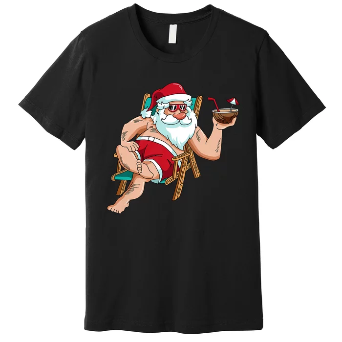 Christmas In July Santa On Beach Independence Day Summer Premium T-Shirt