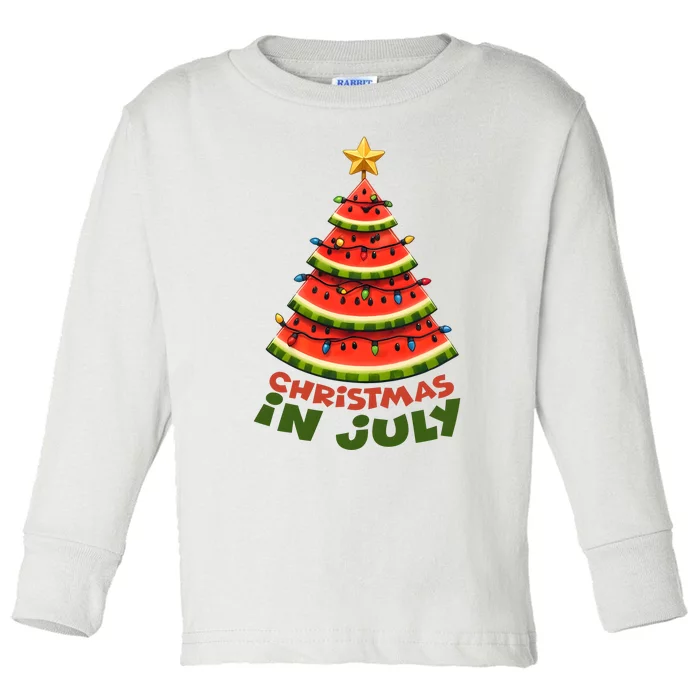 Christmas In July Funny Watermelon Funny Toddler Long Sleeve Shirt