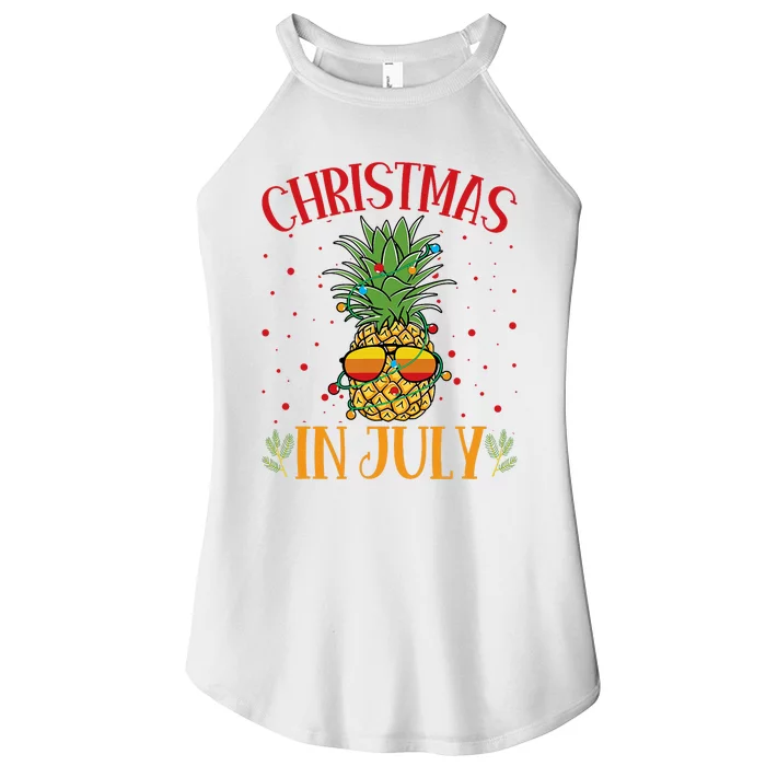 Christmas In July Pineapple Summer Holiday Women’s Perfect Tri Rocker Tank