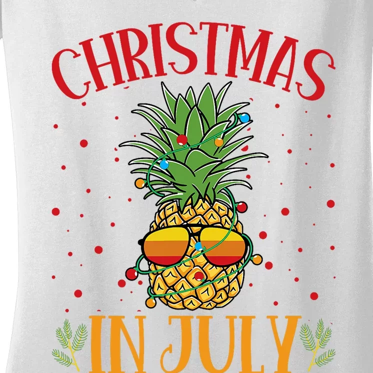 Christmas In July Pineapple Summer Holiday Women's V-Neck T-Shirt