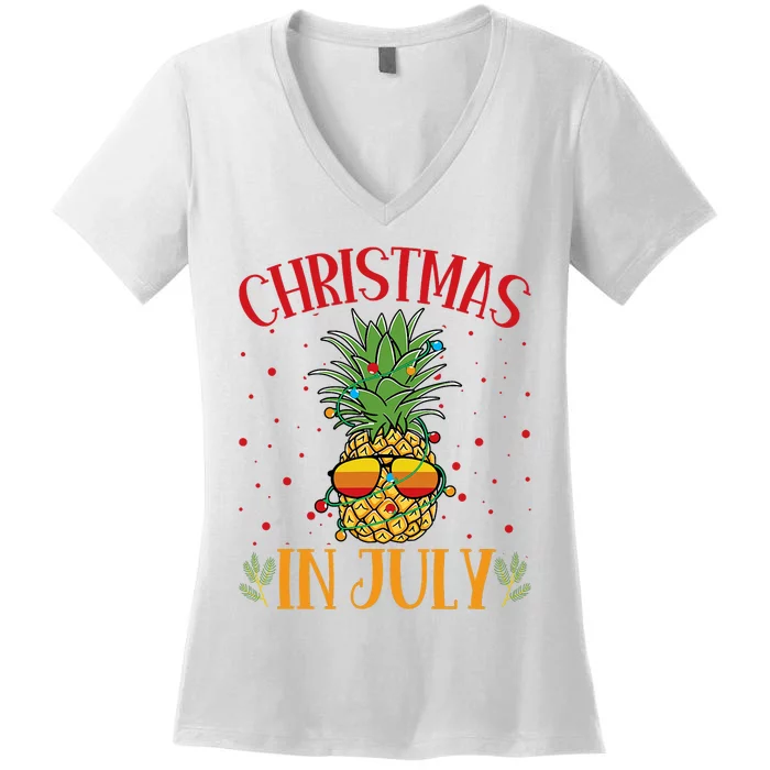 Christmas In July Pineapple Summer Holiday Women's V-Neck T-Shirt