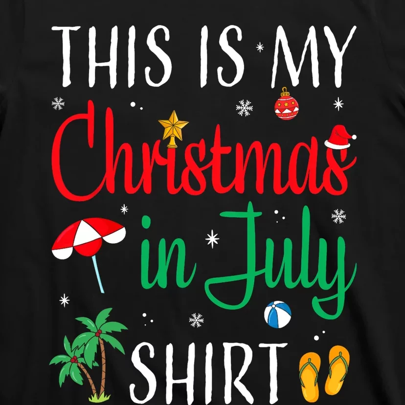 Christmas In July Santa Hat Summer Beach Vacation Xmas T-Shirt