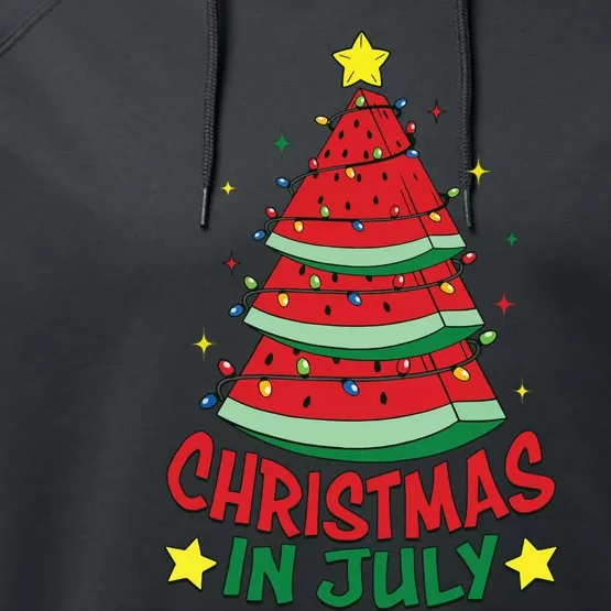 Christmas In July Watermelon Xmas Tree Summer Performance Fleece Hoodie