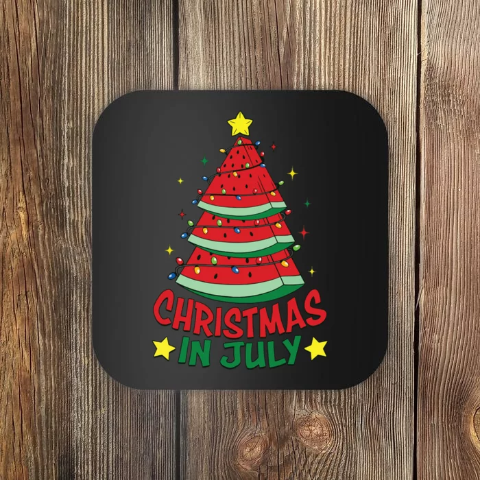 Christmas In July Watermelon Xmas Tree Summer Coaster