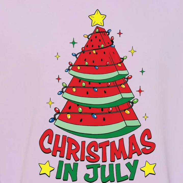 Christmas In July Watermelon Xmas Tree Summer Garment-Dyed Sweatshirt