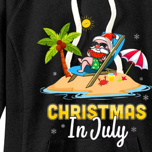 Christmas In July Santa Claus Beach Watermelon Women's Fleece Hoodie