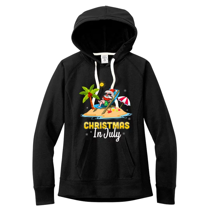 Christmas In July Santa Claus Beach Watermelon Women's Fleece Hoodie