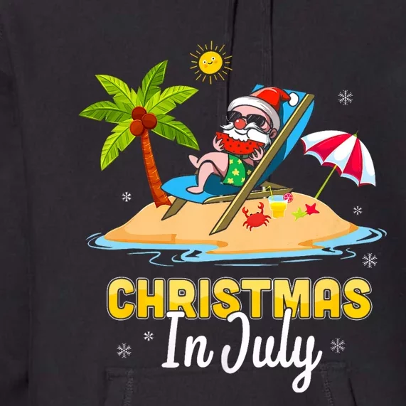 Christmas In July Santa Claus Beach Watermelon Premium Hoodie