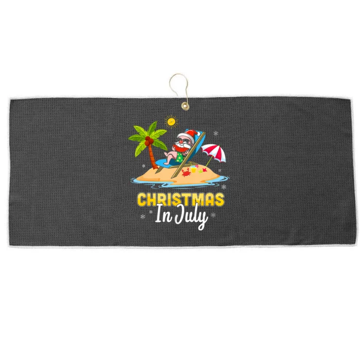 Christmas In July Santa Claus Beach Watermelon Large Microfiber Waffle Golf Towel