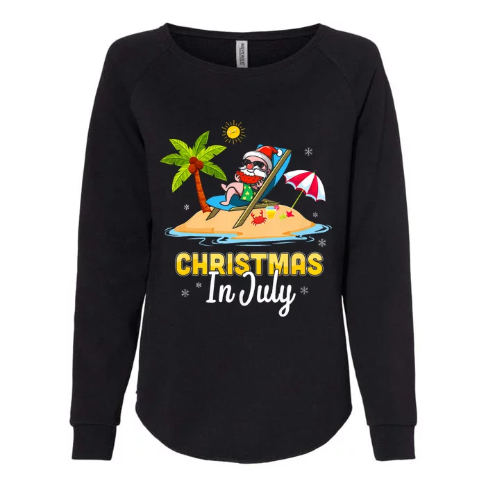 Christmas In July Santa Claus Beach Watermelon Womens California Wash Sweatshirt