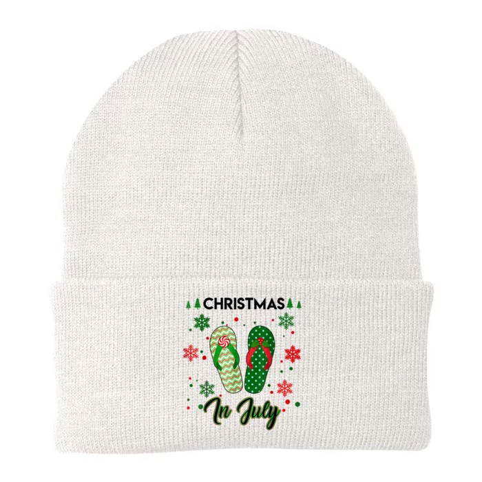 Christmas In July Flip Flops Summer Vacation Beach Lovers Knit Cap Winter Beanie