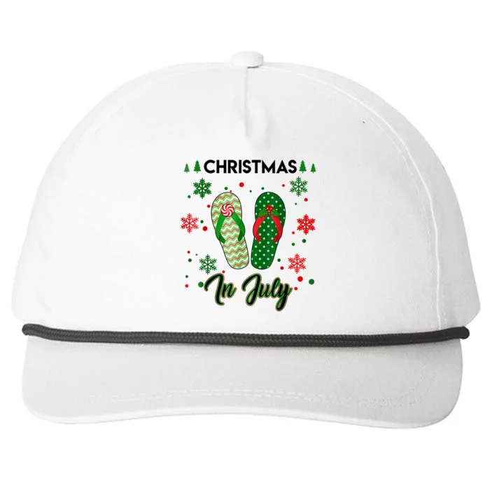 Christmas In July Flip Flops Summer Vacation Beach Lovers Snapback Five-Panel Rope Hat