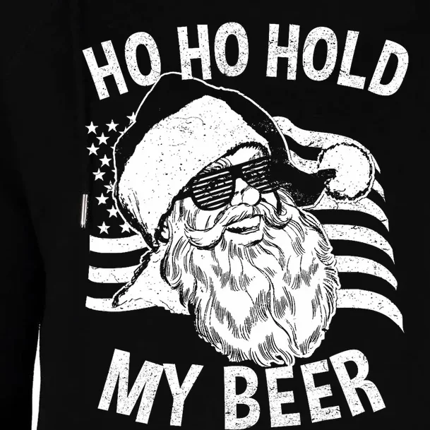 Christmas In July Hipster Santa Ho Ho Hold My Beer Womens Funnel Neck Pullover Hood