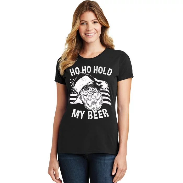 Christmas In July Hipster Santa Ho Ho Hold My Beer Women's T-Shirt