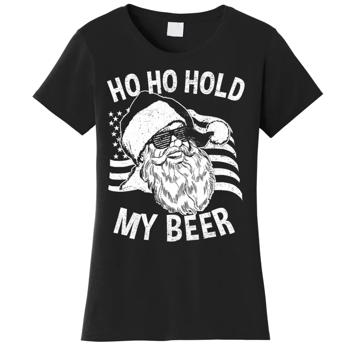 Christmas In July Hipster Santa Ho Ho Hold My Beer Women's T-Shirt