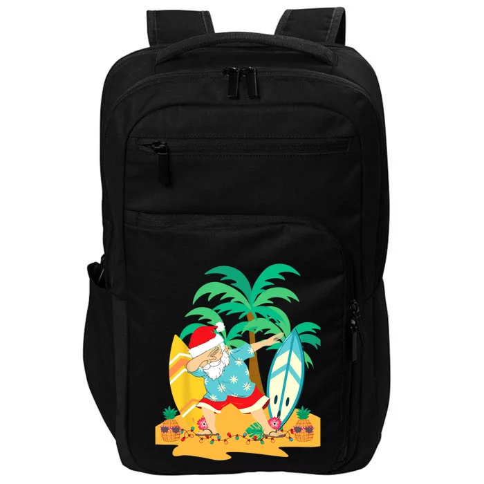 Christmas In July Dabbing Santa Tropical Christmas Surfing Impact Tech Backpack