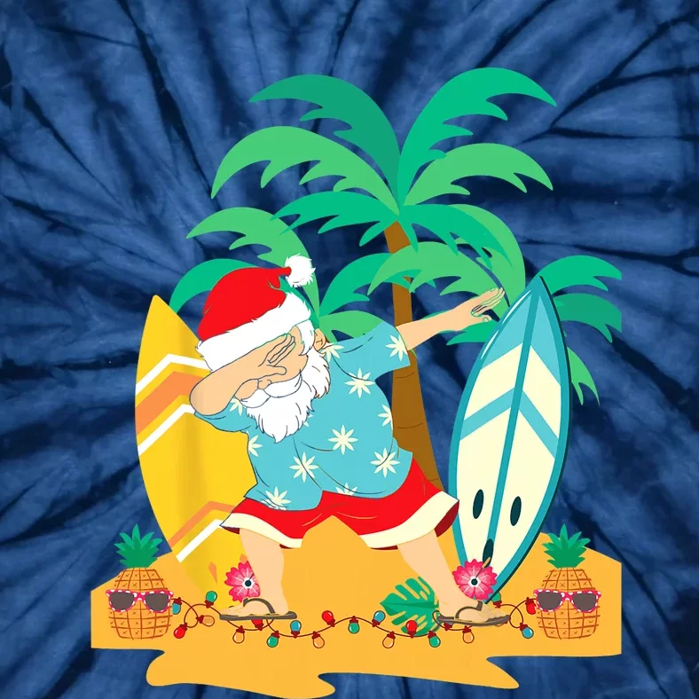 Christmas In July Dabbing Santa Tropical Christmas Surfing Tie-Dye T-Shirt