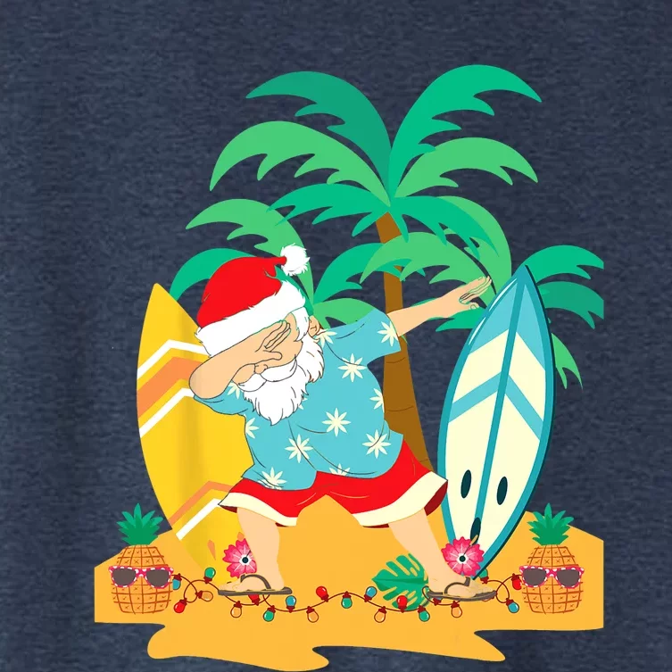 Christmas In July Dabbing Santa Tropical Christmas Surfing Women's Crop Top Tee