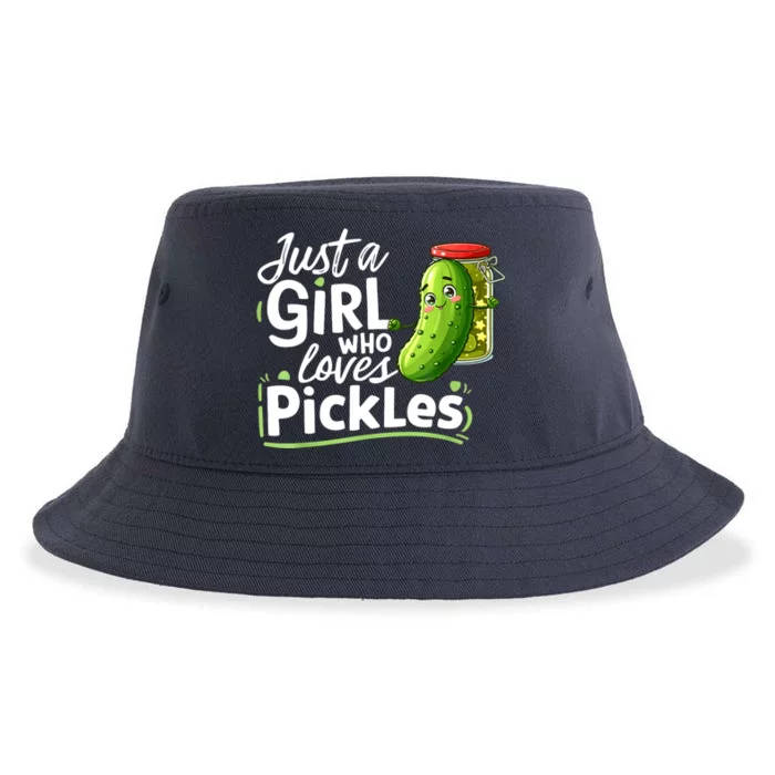 Cute Im Just A Girl Who Loves Pickles For Funny Pickle Lovers Gift Sustainable Bucket Hat