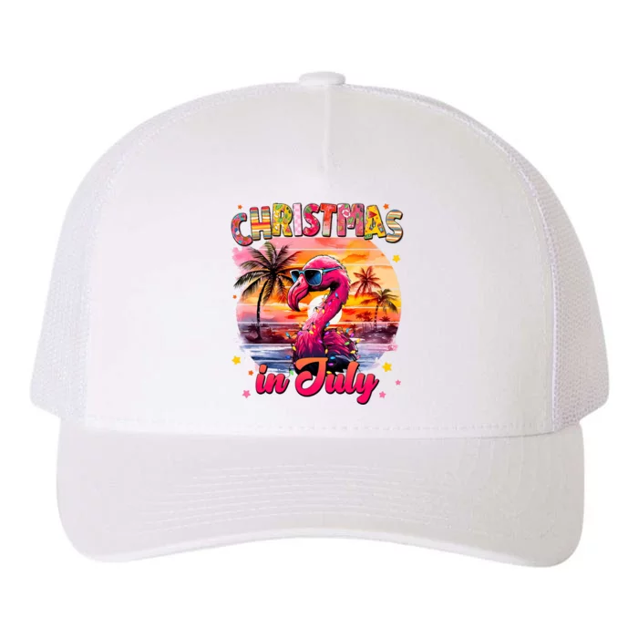 Christmas In July Flamingo Beach Summer Yupoong Adult 5-Panel Trucker Hat