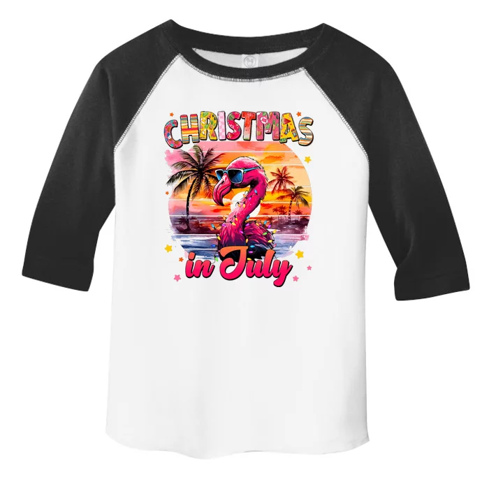 Christmas In July Flamingo Beach Summer Toddler Fine Jersey T-Shirt