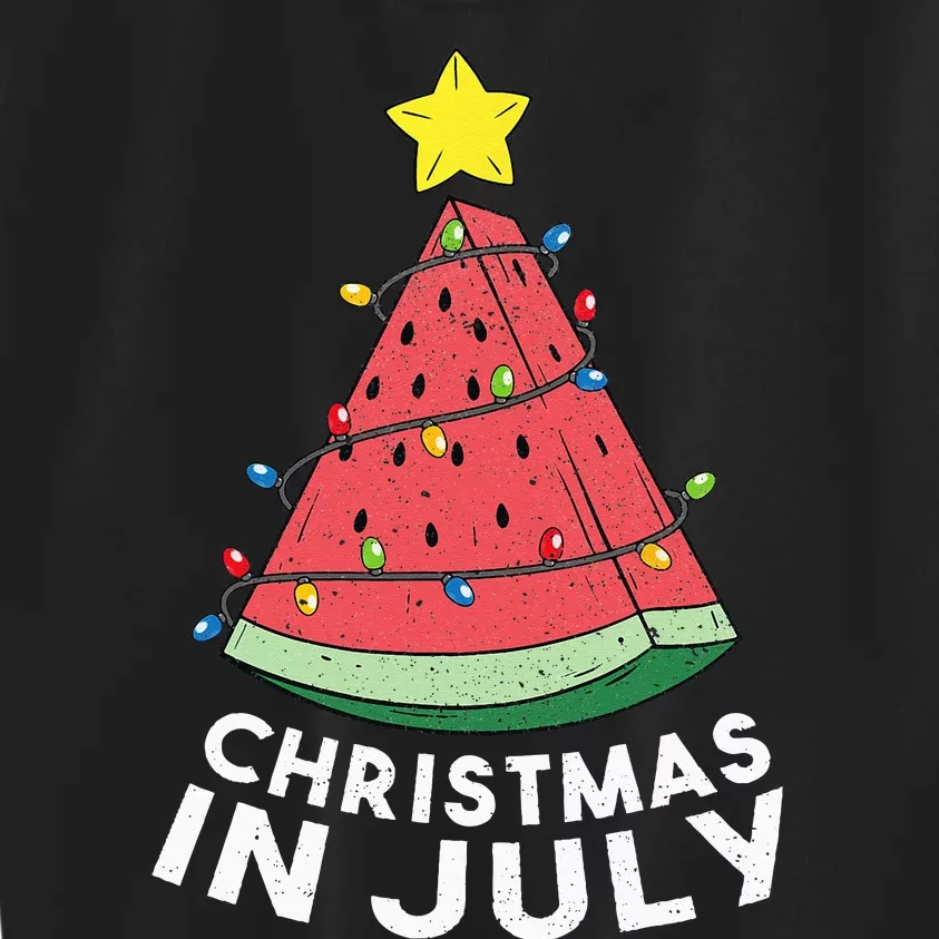 Christmas In July Summer Watermelon Xmas Tree Kids Sweatshirt