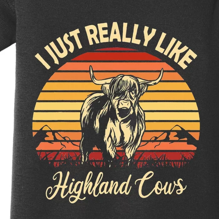 Cowgirl I Just Really Like Highland Cows Scottish Cow Baby Bodysuit