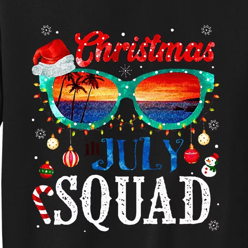 Christmas In July Squad Sunglasses Summer Beach Funny Xmas Tall Sweatshirt