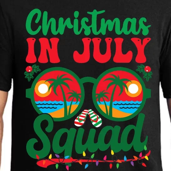 Christmas In July Squad Retro Sunglass Palm Tree Summer Xmas Pajama Set