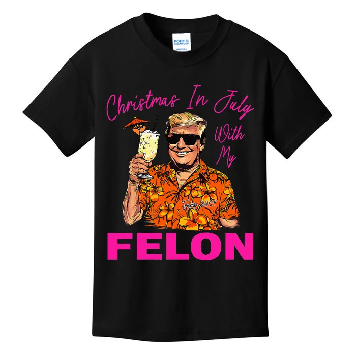 Christmas In July With My Felon Trump 2024 Summer Vacation Kids T-Shirt