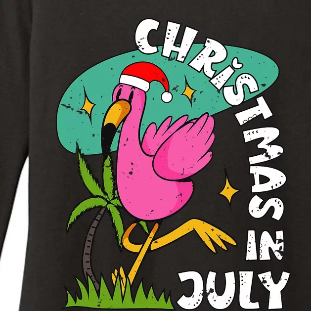 Christmas In July Flamingo Cute Beach Summer Christmas July Womens CVC Long Sleeve Shirt