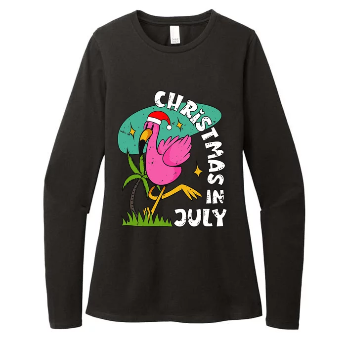 Christmas In July Flamingo Cute Beach Summer Christmas July Womens CVC Long Sleeve Shirt