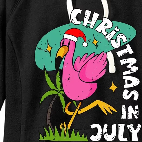 Christmas In July Flamingo Cute Beach Summer Christmas July Women's Fleece Hoodie