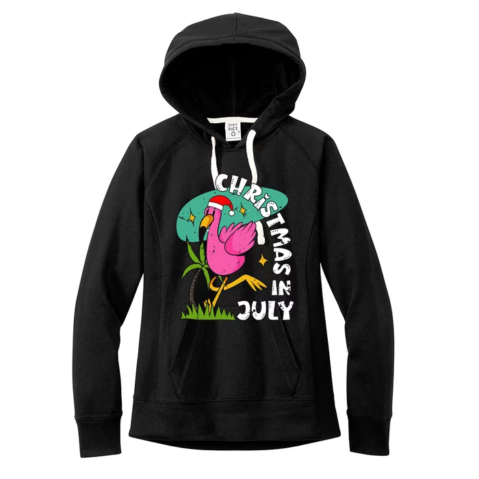 Christmas In July Flamingo Cute Beach Summer Christmas July Women's Fleece Hoodie