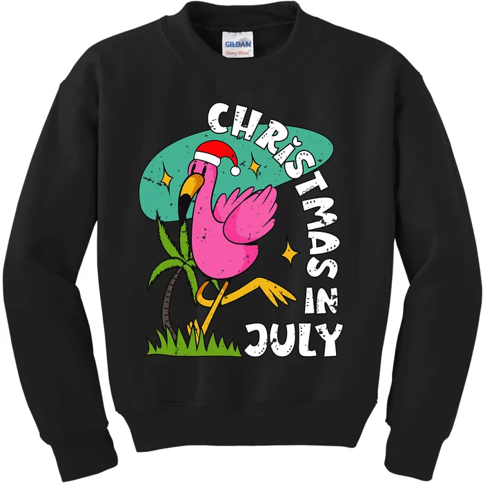 Christmas In July Flamingo Cute Beach Summer Christmas July Kids Sweatshirt