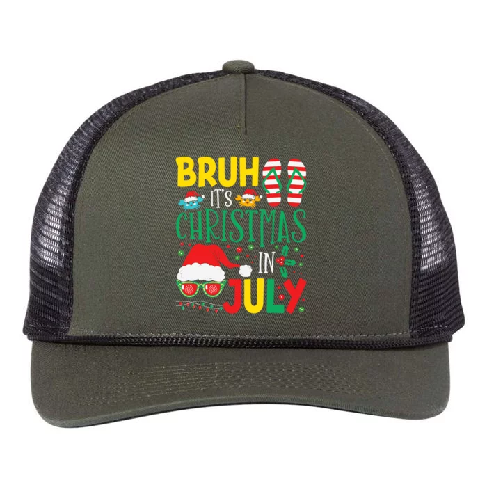 Christmas In Julys For Wo Bruh Summer Santa Retro Rope Trucker Hat Cap